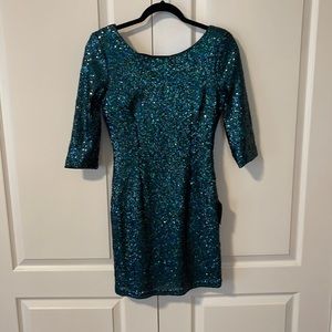 NWT Lulus teal sequins dress size M